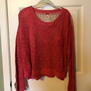 Free People Crochet Back Pink Sweater